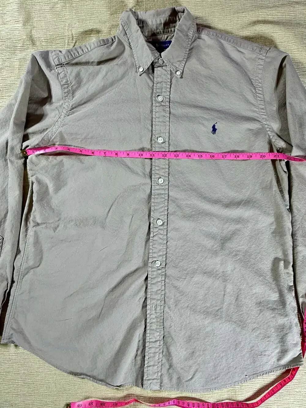 Polo Ralph Lauren Mens L Classic Fit Button Down Shirt Taupe Gray Cotton Pony